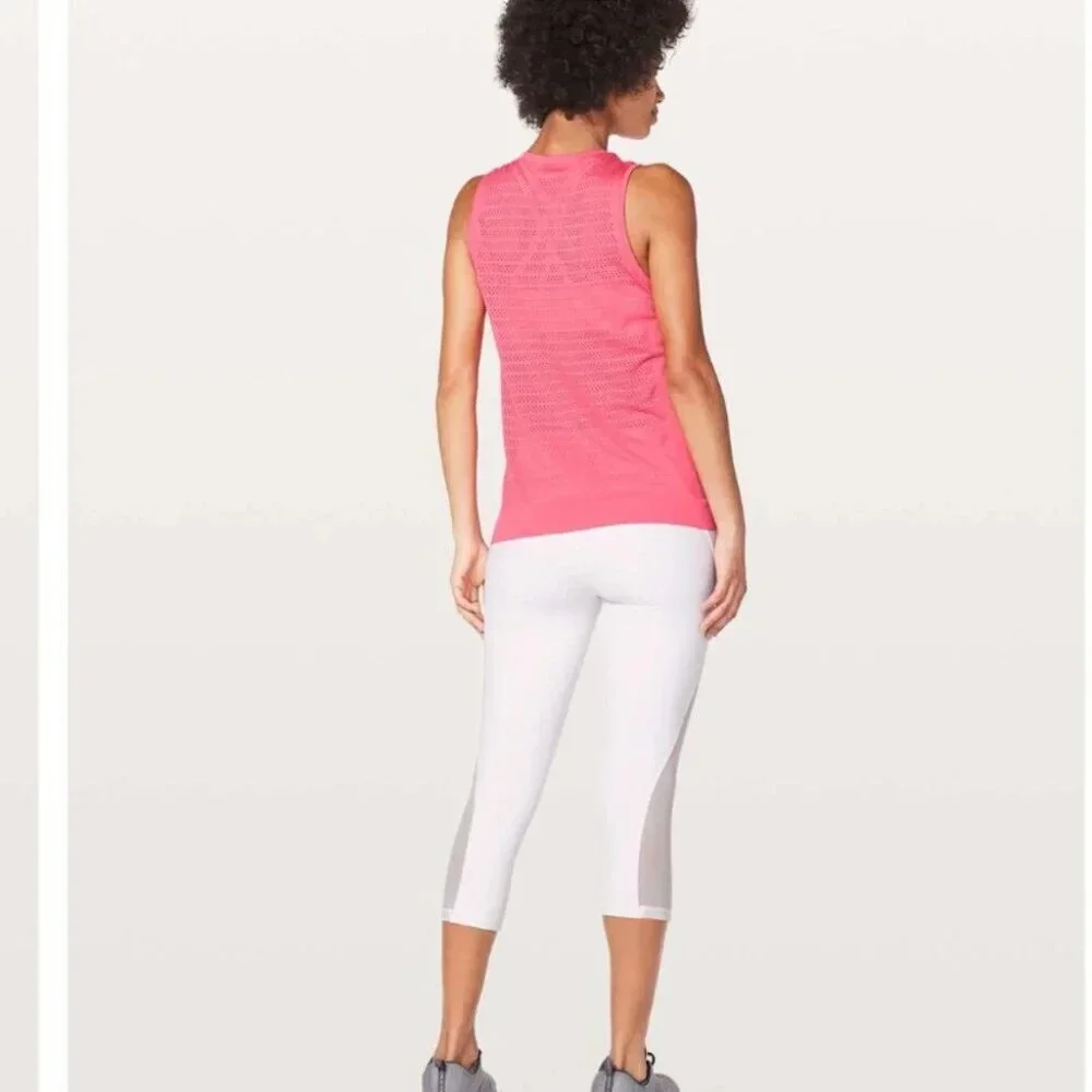 Lululemon Breeze By  Muscle Tank II Silverescent Glossy / Glossy Pink Size 6 - Picture 2 of 6